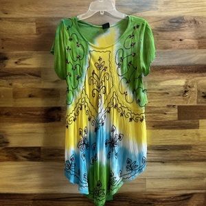 Vintage California Woman Dress | Free Size | Boho Tie-Dye